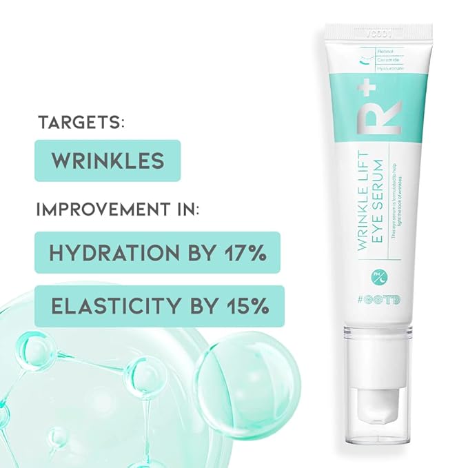 Retinol Eye Cream Serum For Wrinkle Lift, Anti Aging, Under Eye Bag, Puffy Eyes and Dark Circles Treatment, Ceramide, Hyaluronate, Korean Vegan Facial Serum 30g