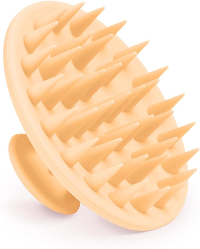 Meartchy Silicone Scalp Massager Shampoo Brush, Scalp Scrubber for Hair Growth (Salmon Pink)