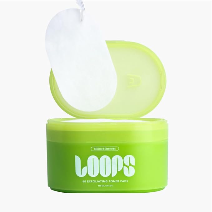 LOOPS Exfoliating Toner - Refine, Resurface, and Rebalance Skin - Pre-soaked Bamboo Pad - Skincare Toners for Face - Exfoliatings Treatment Toner - Exfoliating Pads - Gifts for Women, Stocking Stuffer