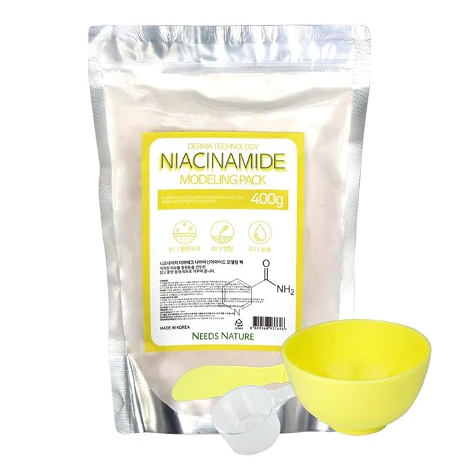 Modeling Mask with Niacinamide for Face – NEEDS NATURE | Pore-Refining Peel-Off Rubber Mask | Korean Skincare | Home Spa Treatment | 400g Powder Pack with Mixing Tools