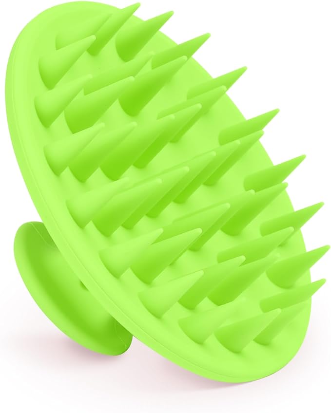 Meartchy Silicone Scalp Massager Shampoo Brush, Scalp Brush for Hair Growth & Dandruff Removal, Hair Scrubber Scalp Stimulator Exfoliator Brush with Soft Bristles for Wet Dry Scalp Care (Green)