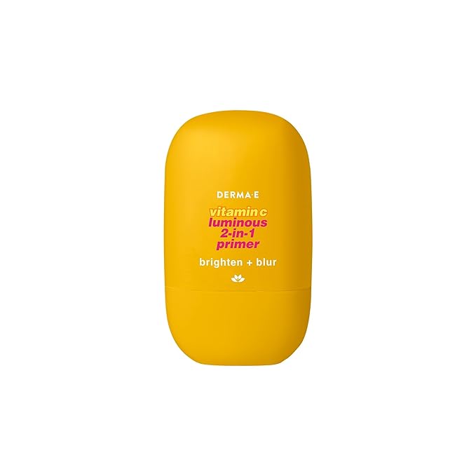 DERMA E Face Primer, Vitamin C Luminous 2-in-1 Brighten & Blur Primer, 1 Fl Oz, Stabilized Vitamin C, Hyaluronic Acid & Aloe Vera, Blurs Appearance of Pores, Wear Under Makeup for All Day Hold
