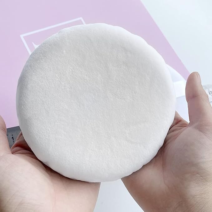Jepeux 2 PCS large Powder puff, 5 inch cotton super soft Powder puff, washable, loose powder puff, body puff round (White)