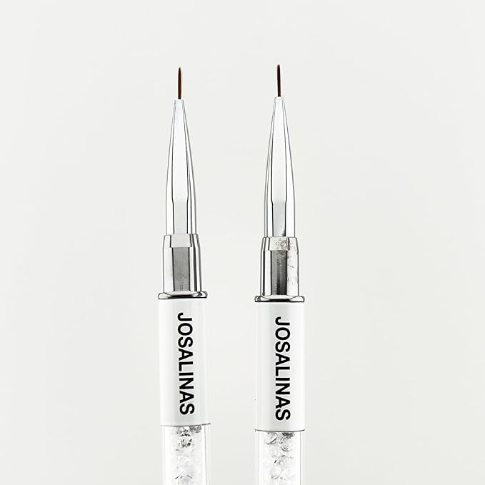 JOSALINAS Nail Brushes Art Pen 2PCS, Gel Polish Painting Tools with Nail Extension Gel Builder, Salon at Home DIY Manicure (White-Liner#7mm)
