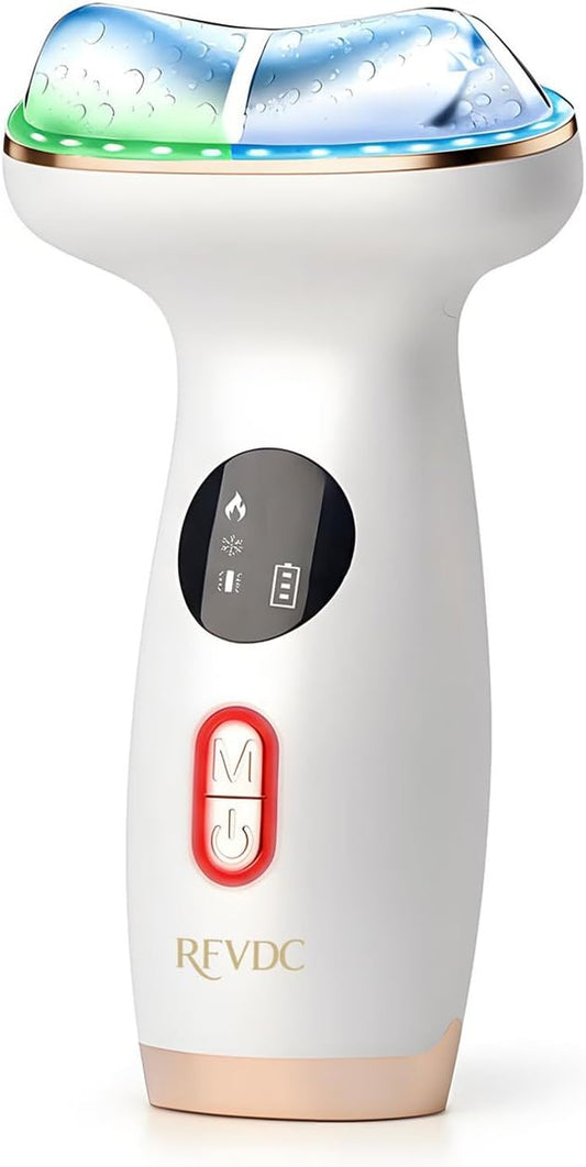 Cold Heat Facial Massager for Face Neck Tightening Lifting Depuffing,7-in-1 Red Light Therapy Sculptor Tool& Depuffer Wand,Cooling LED Electric gua sha Lift Device,Reduce Forehead Frown Smile Lines
