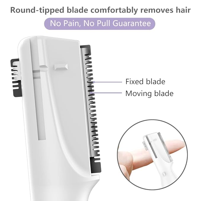 Funstant Upgraded Eyebrow Trimmer, Precision Electric Eyebrow Razor for Women Battery-Operated Facial Hair Remover with Comb No Pulling Sensation Painless for Face Chin Neck, Upper-Lip, Peach-Fuzz