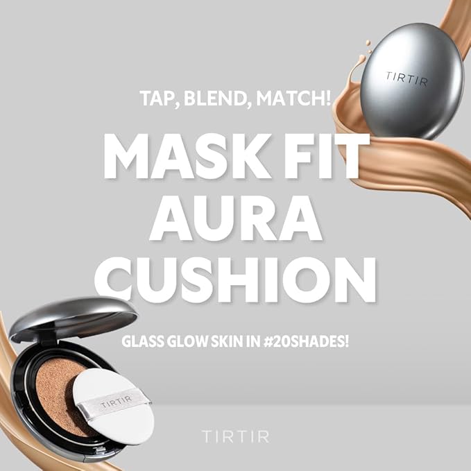TIRTIR Mask Fit Aura Silver Cushion Foundation | Semi-glow Finish, Natural Coverage, Moisturizing, Lightweight, Korean cushion foundation (#43N Deep Cocoa, Full Size, 0.63 Fl Oz)