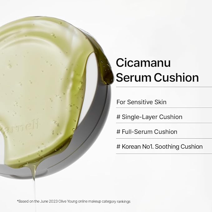 Parnell Cicamanu Serum Cushion - Moisturizing Foundation for Soothing, Coverage, Glass Skin and Lightweight for Sensitive and Dry Skin Pearl Skin (0.52 Fl Oz) (17W)