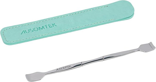 AUSOMTEK Blackhead Remover Tool, Pore Cleaner & Comedone Extractor Face Spatula, Professional Stainless Steel Whitehead & Pimple Extractor Tool for Facial Skin Care with Cyan PU Case