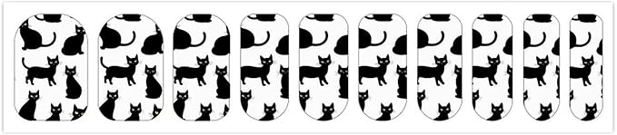 WUXEKZO Black Cats Nail Decals Stickers - 5 Sheets, Full Cover Nail Stickers Wraps Decals DIY Nails Art Decor for Women Nails Supplies Manicure Decorations