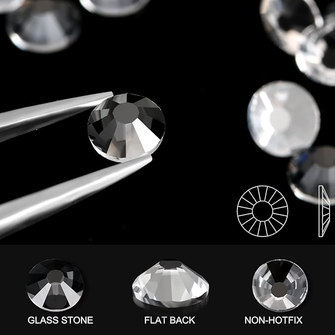 Novani Rhinestones Glass Rhinestones for Crafts Nail Gems Clear Stones Jewels Round Gemstones Non-Hotfix Crystal,SS6,1440 Pieces,Transparent