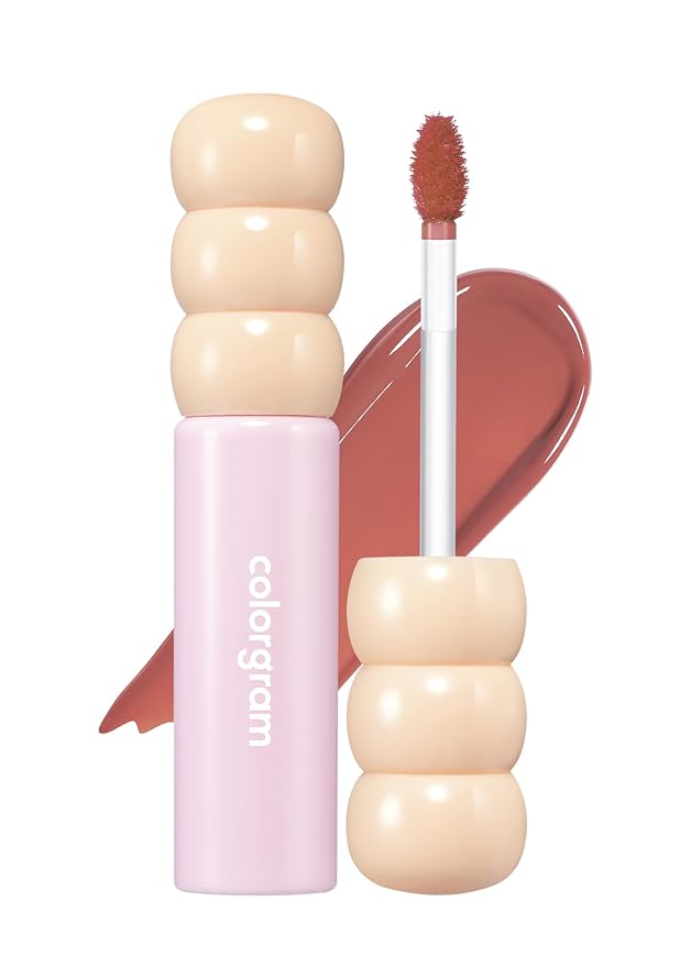 COLORGRAM Fruity Glass Tint 05 Sweet Persimmon | Korean Long Lasting & Waterproof Lip Stain | Glossy Dewy Lip Gloss, Highly Pigmented Subtle Coral Beige Shade with Glowing effect 0.11 Oz.