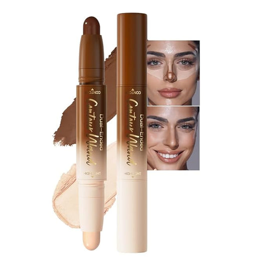 evpct Nude & Light Beige Cream Foundation Stick Face Body Makeup Dual Ended, no Transfer Waterproof 2 in 1 Cream Concealer Stick Contouring Makeup, Nose Contour Bronzer Sticks Face Highlighter Make up