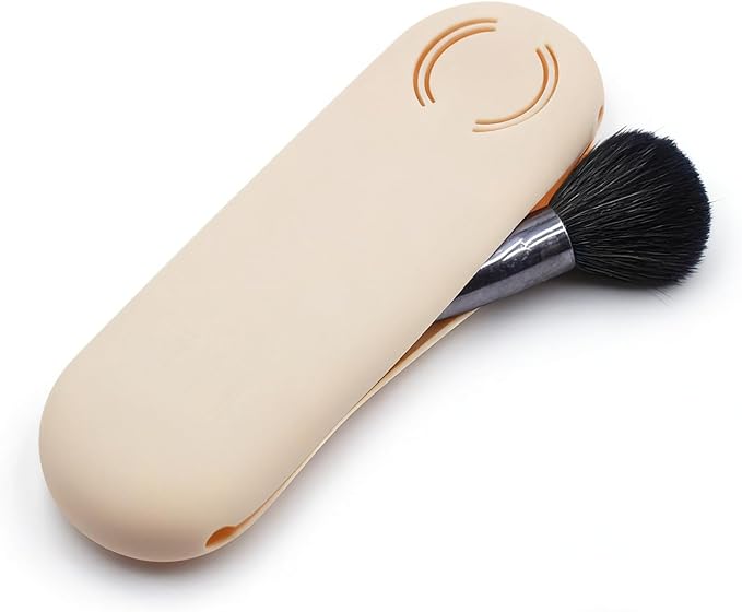 TacoMynxify Magnetic Silicone Makeup Brush Holder – Portable Cosmetic Brush Organizer Case, Travel Makeup Tool Storage for Purse, Bag & Beauty Essentials (Apricot)
