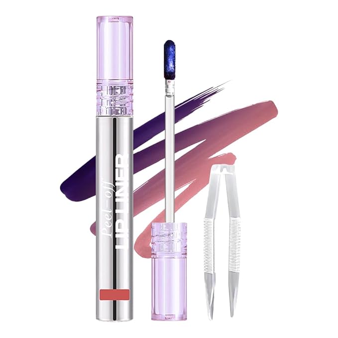 JUAAZIN Matte Lip Stain Peel Off Lip liner Tattoo, Fuchsia Liquid Lips Gloss Peel Off Masque, for Women Long Lasting Waterproof Lipstick Lip Tint Stain, Transfer-proof for All Skin Types 04#