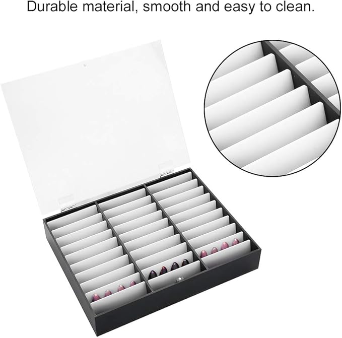 Semme Nail Storage Box, Display Box Nail Art Decoration Container Empty Nail Tips Storage Box Fake Nail Display Case(Black)