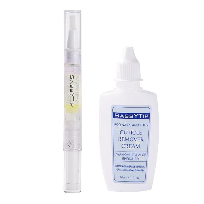 SASSYTIP Dynamic Duo: 15-Second Cuticle Remover Gel + Strengthening Nail Oil Pen. Get Salon-Perfect Nails at Home! Save with This Bundle. (Gel+Lemon)
