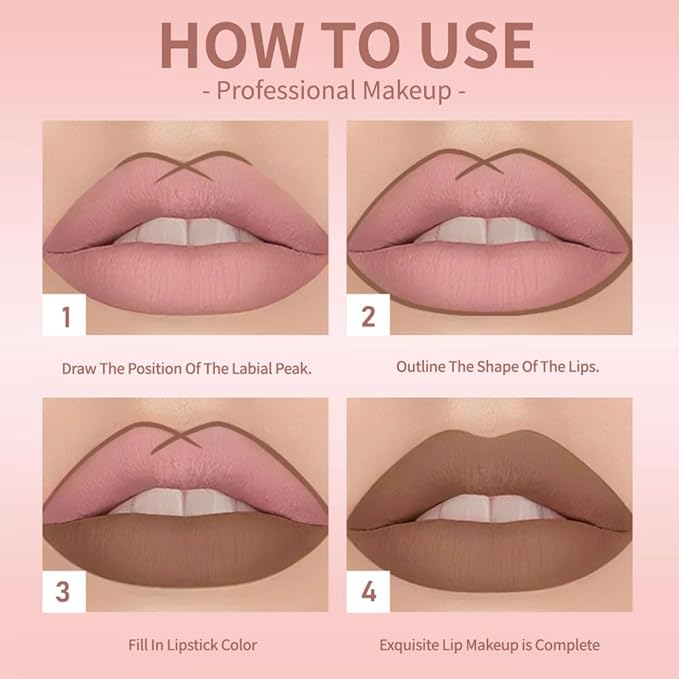 Hxssll Mocha Brown Lip Liner Stain – 24H Longwear Waterproof Matte Lip Contour Pen, Transfer-Proof Precision Marker for Defining & Outlining Lips All Day Stay Lip Lip Liner Marker 03#