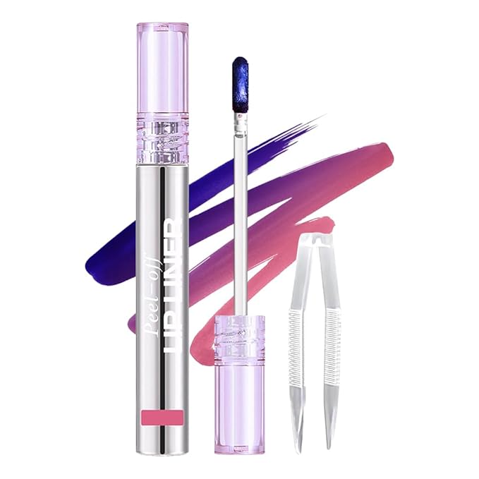 JUAAZIN Matte Lip Stain Peel Off Lip liner Tattoo, Dark Raspberry Liquid Lips Gloss Peel Off Masque, for Women Long Lasting Waterproof Lipstick Lip Tint Stain, Transfer-proof for All Skin Types 01#