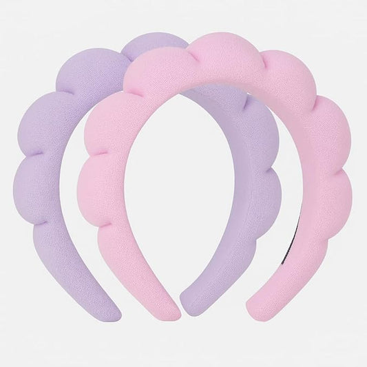 OCTAZI Soft Puffy Headband for Washing Face – Terry Cloth Skincare & Makeup Removal Hair Band for Women & Girls | Non-Slip Bubble Spa Headbands for Facial, Exfoliating, Bath & Beauty Routine
