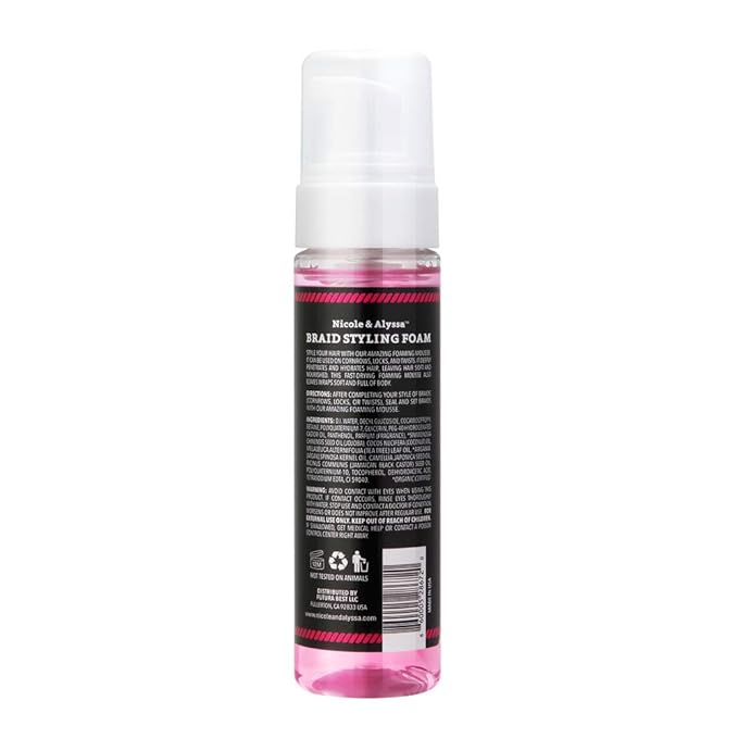 Nicole & Alyssa - Braid Styling Foam 7.2oz - Premium Braid Foam Control Mousse - Extra Hold & High Shine for Braids, Twists, Locs - Moisturizing Formula, Flake-Free - Lightweight
