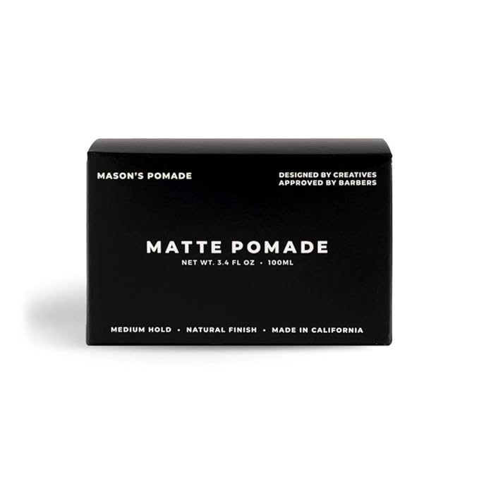 Mason’s Matte Pomade – Hair Wax for Men with Medium to Strong Hold & Natural Finish - Aloe & Biotin-Infused Hair Pomade for Textured, Sleek Styles - Barbershop-Quality Styling Cream - 3.4 oz