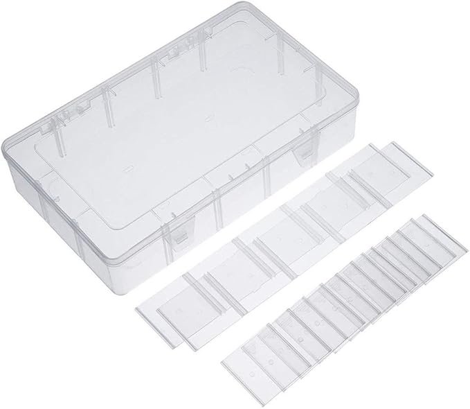 Nail Tip False Empty Tips Organizer Storage Box with 15 Number Spaces Storage Case Container Nail Plastic Grid Box for Fingernail Crystal Jewelry Accessories (White)