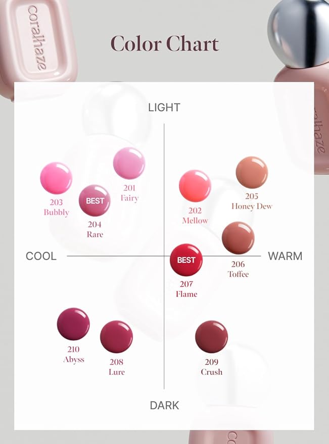 CORALHAZE Dew Drop Tint #209 Crush 4.5g, Hydrating, Glossy, Lightweight Lip Stain with High-shine, Long Lasting Color with Moisturizing Lip Oil, Dewy Finish, Korean Beauty Makeup