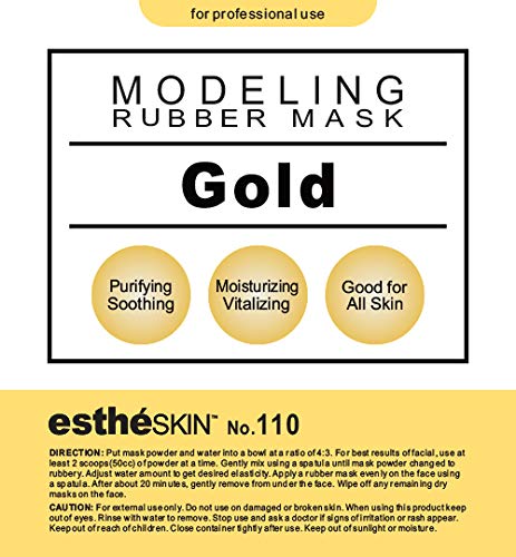 Peel Off Type Modeling Mask Powder for Facial, Skin Care, Professional Size, 35oz (2.2Pound) 1kg, 1 pack with 3pcs Mixing Bowl Set (110.Gold)