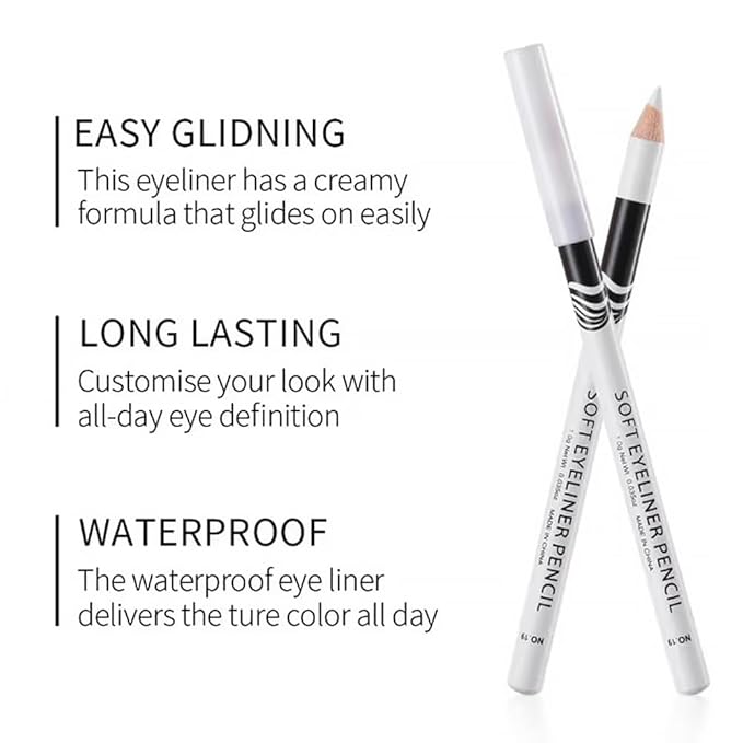 12Pcs Eyebrow Pencils for Women, Wooden Hard-Core White Eyebrow and Eyeliner Pencil, Long Lasting Waterproof and Sweat-Proof, Beginner Makeup Brow Pencil, Create a Natural Eye Brow Makeup