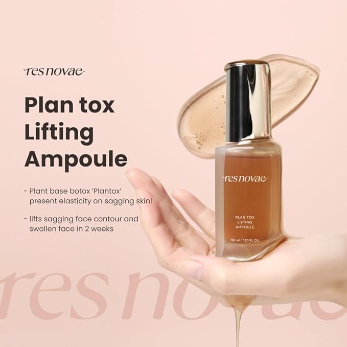 Resnovae Plan Tox Lifting Ampoule – Firming & Revitalizing Serum with Botanical Extracts, Lightweight Gel-to-Liquid Texture, 30ml