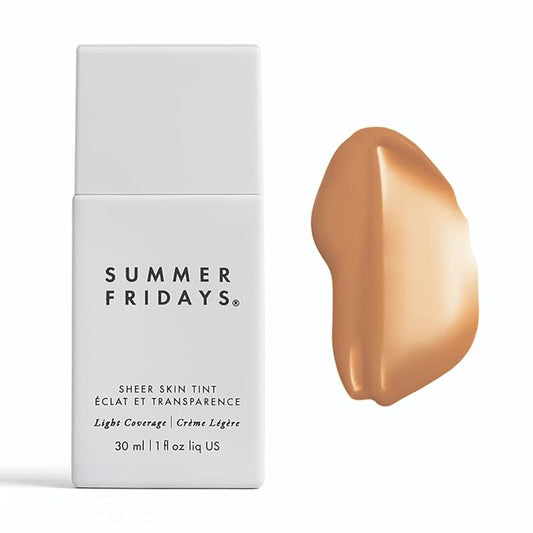 Summer Fridays Sheer Skin Tint - Skin Tint with Hyaluronic Acid - Helps Diminish Uneven Skin Tone - Sheer to Light Coverage - Shade 6 - Medium Tan with Warm Golden Undertones (1 Fl Oz)