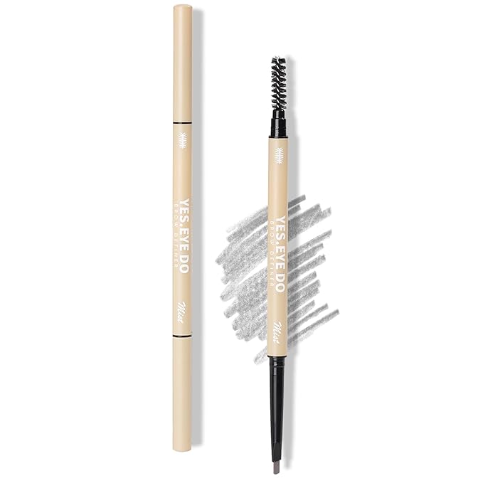 Light Grey Eyebrow Pencil for Older Women, Light Gray Eyebrow Pencil for Grey/Sliver Hair, Ultra Fine Gray Brow Pen with hair like strokes, Long-lasting, Waterproof, Mist, YES.EYE DO