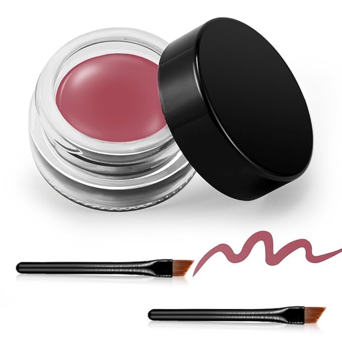 Erinde Rose Mauve Gel Eyeliner, Waterproof Long Lasting Cream Eyeliner Gel Pot, High-Intensity Pigments Smudge-Proof Eye Liner Makeup, Water-Resistant Eye Liner with 2PCS Brushes, 07