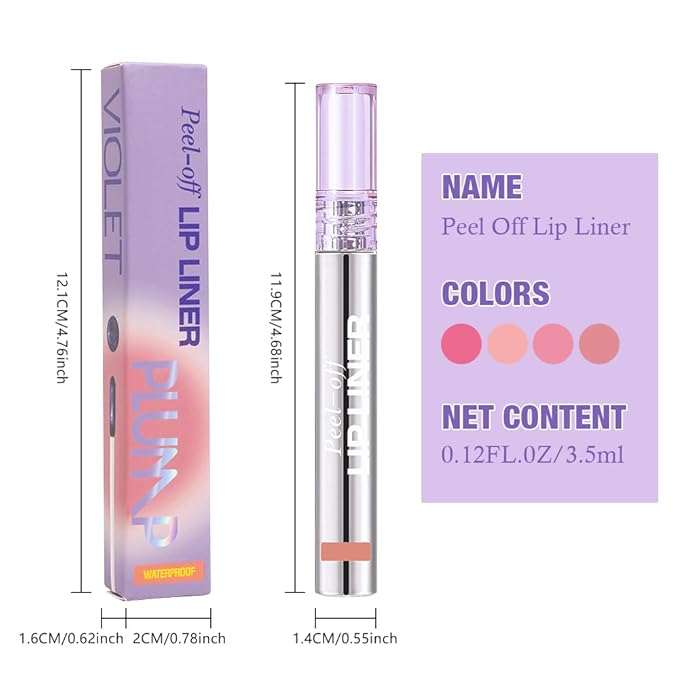 JUAAZIN Matte Lip Stain Peel Off Lip liner Tattoo, Nude Pink Liquid Lips Gloss Peel Off Masque, for Women Long Lasting Waterproof Lipstick Lip Tint Stain, Transfer-proof for All Skin Types 02#