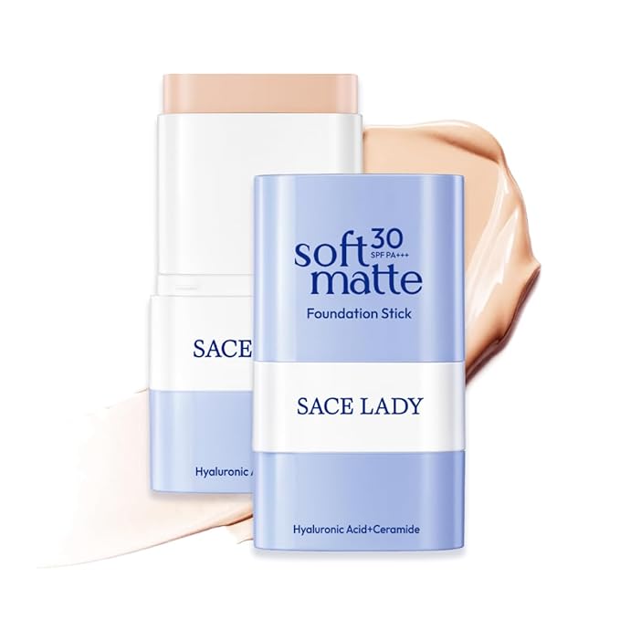 SACE LADY Foundation Stick, Medium to Full Coverage Foundation Makeup with Built-in Brush, Soft Matte Face Make Up Base with SPF 30 for Women, 0.4Oz (02#)