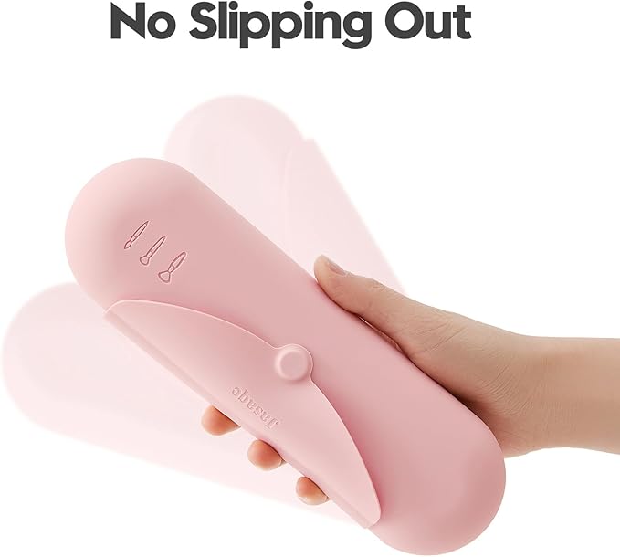 JASAQE Silicone Makeup Brush Holder，Travel Makeup bag-Soft Portable Cosmetic Face Brushes Holder，Large Travel Makeup Brush Case with Anti-Fall Out Magnetic Closure