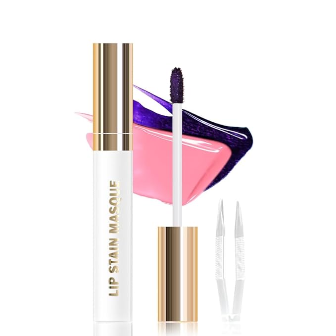JUAAZIN Peel Off Lip Stain Tattoo with Tweezer - Light Rose Matte Lip Tint, Long Lasting Waterproof Transfer-Proof Lip Stain, Cruelty-Free Lip Masque for All Skin Types, Valentine's Day Gift 05#