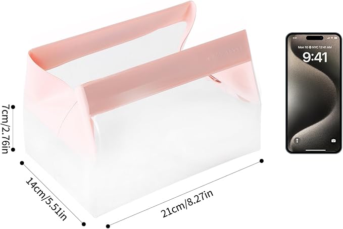 Clear Travel Toiletry Bag with Magnetic Closure, Makeup Bag for Women and Men, Cosmetic Bag for Travel (Pink)