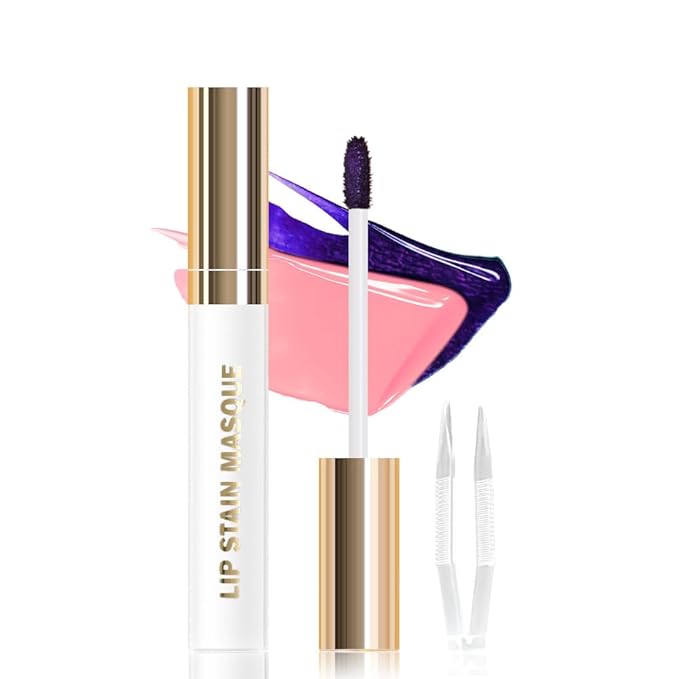 JUAAZIN Peel Off Lip Stain Tattoo with Tweezer - Peachy Rose Matte Lip Tint, Long Lasting Waterproof Transfer-Proof Lip Stain, Cruelty-Free Lip Masque for All Skin Types, Valentine's Day Gift 08#