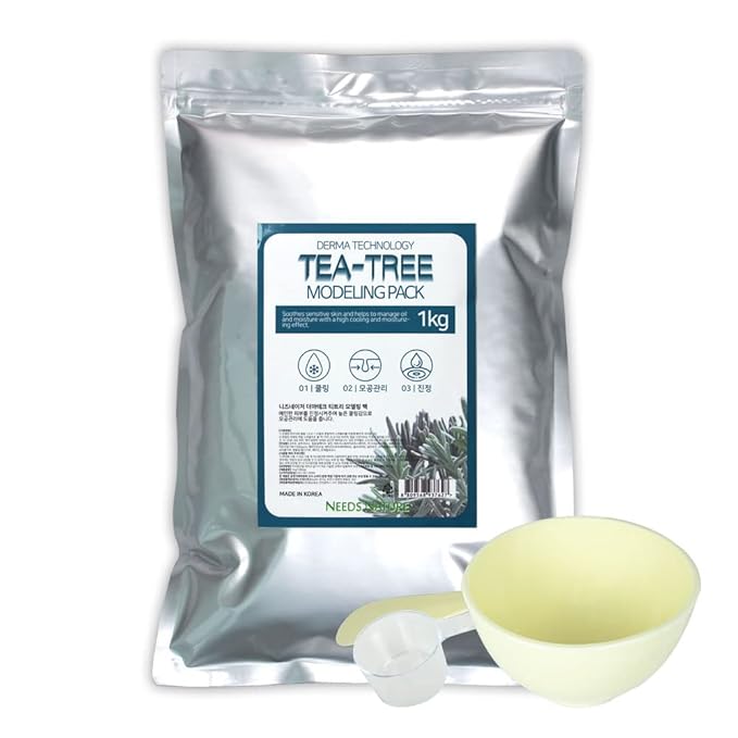 Modeling Mask with Tea Tree – NEEDS NATURE Korean Rubber Mask for Face – Cooling & Skin Balancing Spa Pack | 1000g Set with tool