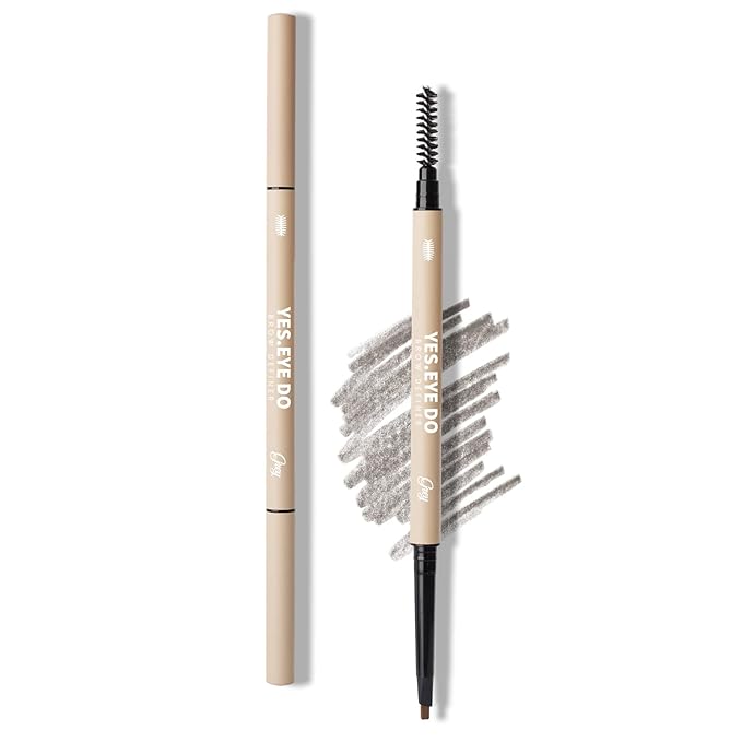 Grey Eyebrow Pencil for Older Women Soft, Retractable Gray Eyebrow Pencil for Women, Ultra Fine Brow Pencil for Gray Hair with Brush, Long lasting, Sweatproof, Grey, YES.EYE DO