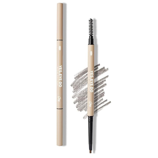 Grey Eyebrow Pencil for Older Women Soft, Retractable Gray Eyebrow Pencil for Women, Ultra Fine Brow Pencil for Gray Hair with Brush, Long lasting, Sweatproof, Grey, YES.EYE DO