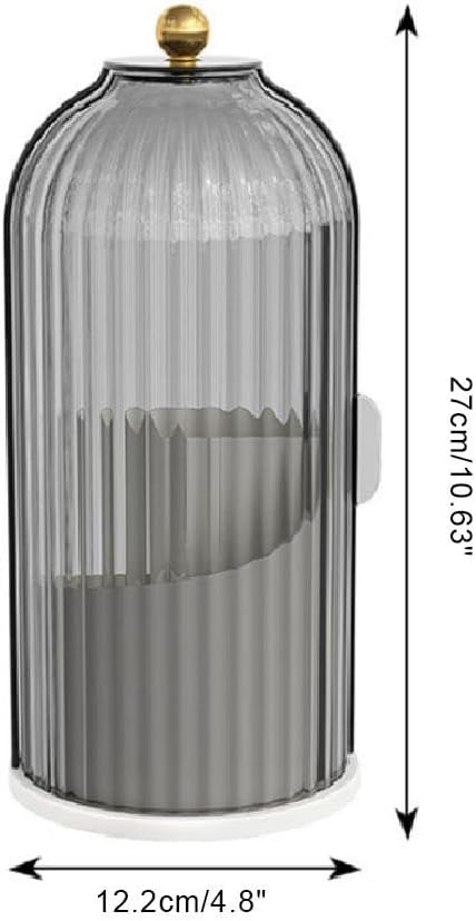 Concealed Toothbrush Holder with Sliding Lid, 360° Rotating Makeup Brush Organizer, Dustproof Storage Tube for Vanity Countertop, Portable Cosmetic & Tool Case (Black)