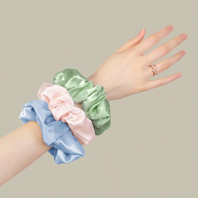 LILYSILK Silk Hair Scrunchies/Ties for Frizz & Breakage Prevention, 100% Mulberry, No Damage, Elastic ponytail Holders, 1Pc, Pale Turquoise