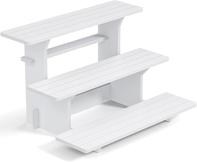 3 Tier White Vendor Display Shelves, Display Stand Portable Shelf for Display Shelves for Vendors Events Food Cupcakes, Candles, Glasses, Jars, Crafts, Jewelry, Display Stands for Vendor Events