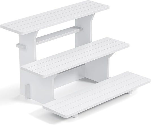 3 Tier White Vendor Display Shelves, Display Stand Portable Shelf for Display Shelves for Vendors Events Food Cupcakes, Candles, Glasses, Jars, Crafts, Jewelry, Display Stands for Vendor Events