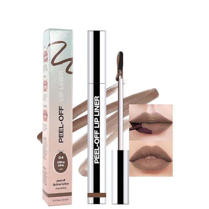 JUAAZIN Matte Liquid Lip Stain Peel Off Lip liner Tattoo, Light Taupe Matte Peel Off Lip Stain, Long Lasting Waterproof Lipstick Lip Gloss Stain, Transfer-proof for All Skin Types, 0.12 fl oz 04#