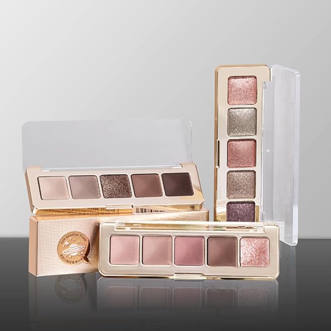 Neutral Eyeshadow Palette 5 Colors, Nude Brown Matte & Subtle Shimmer Shades, Highly Pigmented Blendable Long-Lasting Powder, Smooth No-Fallout Daily Eye Makeup Palette for Work and Natural Looks- C02