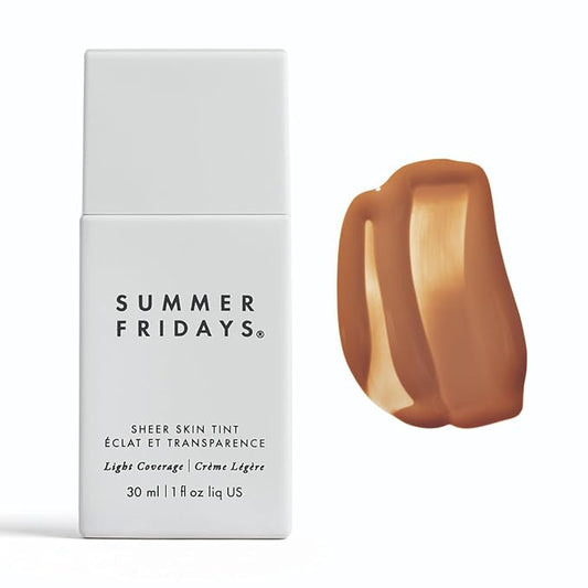 Summer Fridays Sheer Skin Tint - Skin Tint with Hyaluronic Acid - Helps Diminish Uneven Skin Tone - Sheer to Light Coverage - Shade 7 - Medium Deep with Golden Neutral Undertones (1 Fl Oz)